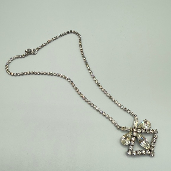 Rare 1940s Old Hollywood Vintage Rhinestone Necklace Signed Jayflex Sterling - Picture 1 of 11